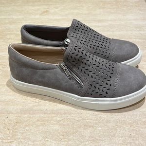 Cushionaire grey taupe color slip on sneakers size 6